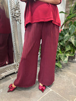 Wine Pinstripe Pull on Trousers Tanya